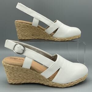 NEW Easy Street Women’s Stargaze Espadrille Wedge Sandals White Size 7.5M